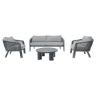 Smeria Aluminum and Woven Rope Garden Lounge Set with Cushions Viadurini
