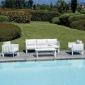 Aluminium and Fabric Upholstered Garden Lounge Set with Cushions - Vetra