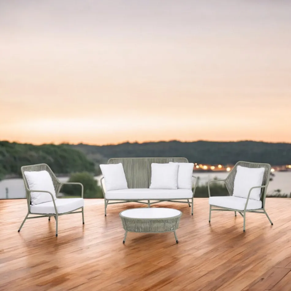 Garden lounge in Aluminum and Rope Weaving - Asteria Viadurini