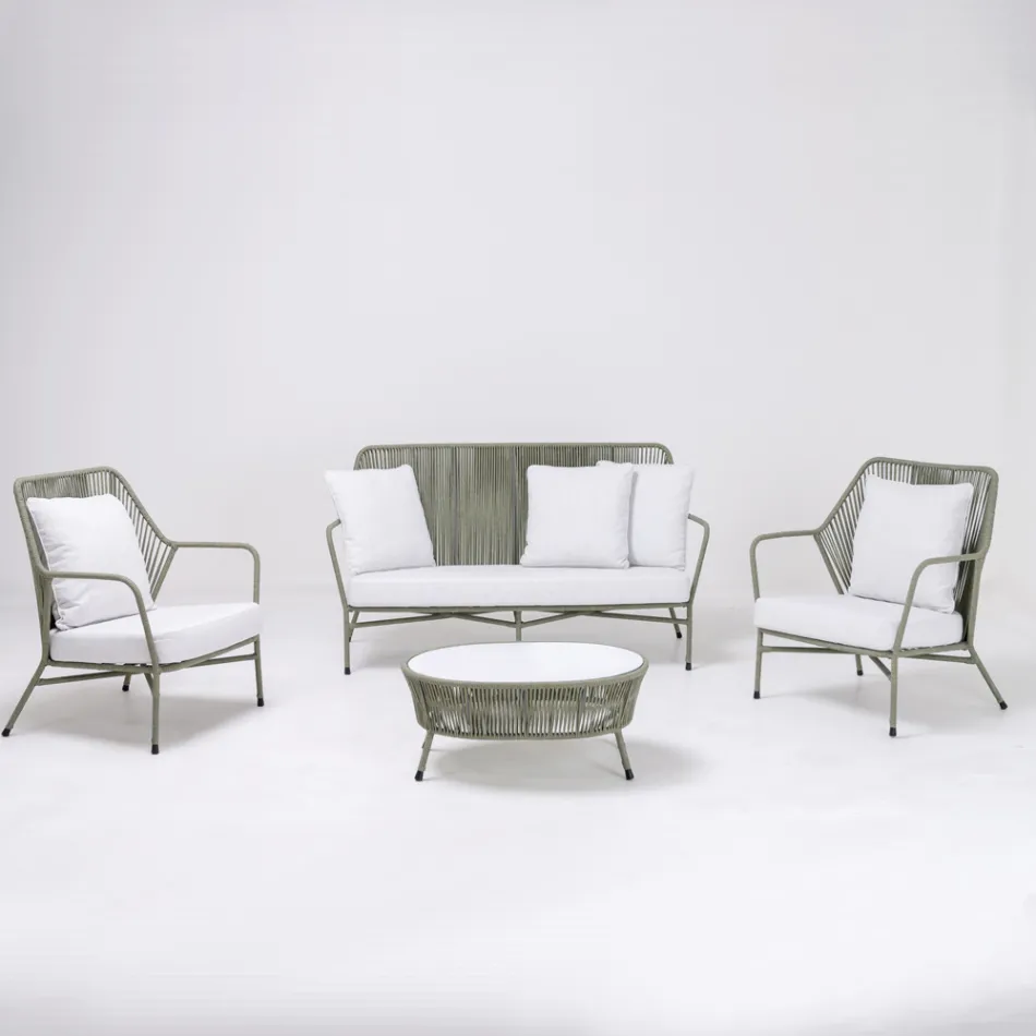 Garden lounge in Aluminum and Rope Weaving - Asteria Viadurini