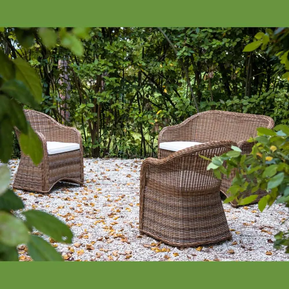 Garden lounge in Aluminum and Polyrattan Weaving - Melina Viadurini