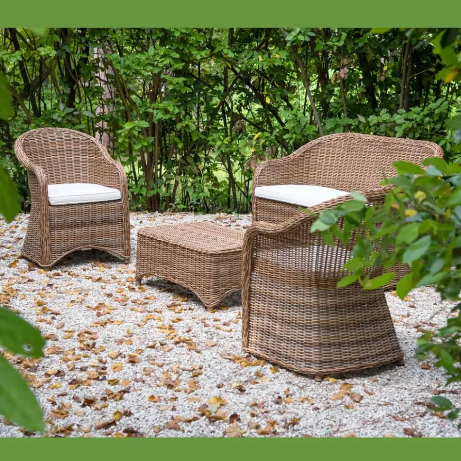 Garden lounge in Aluminum and Polyrattan Weaving - Melina Viadurini