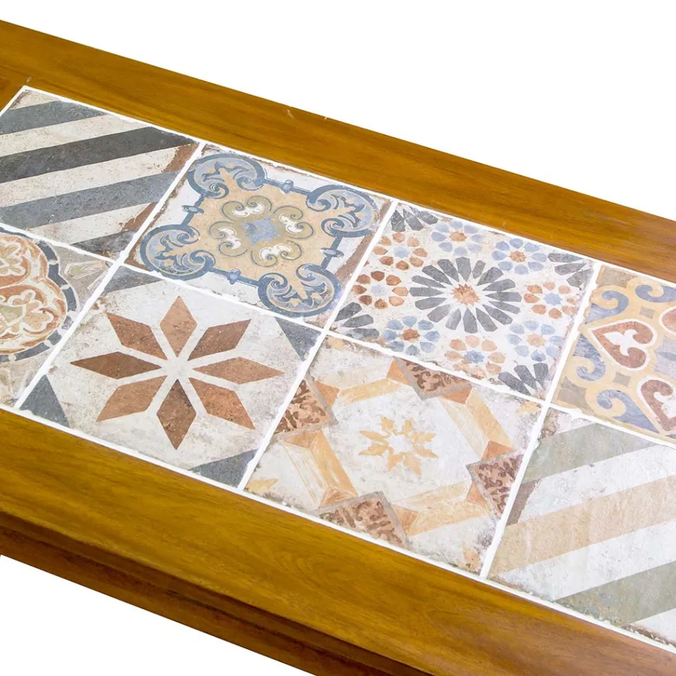 Garden Lounge Set in Oiled Acacia Wood Natural Color - Technical Viadurini