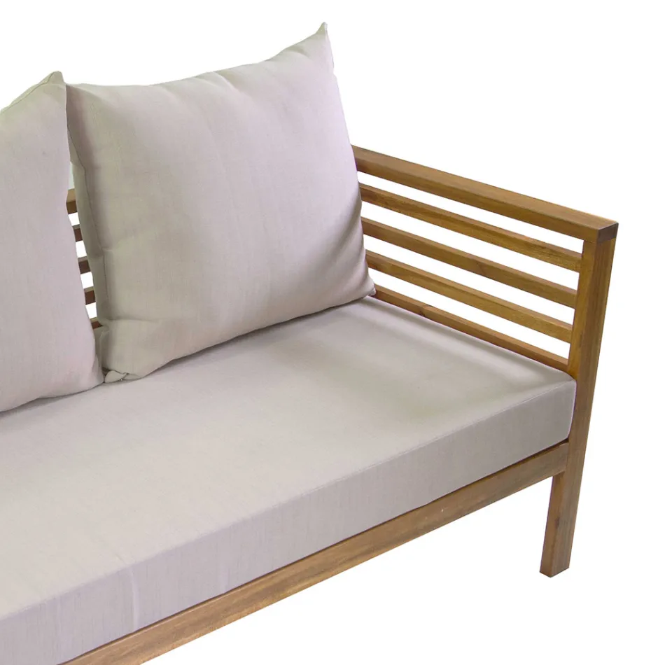 Garden Lounge Set in Oiled Acacia Wood Natural Color - Technical Viadurini