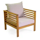 Garden Lounge Set in Oiled Acacia Wood Natural Color - Technical Viadurini