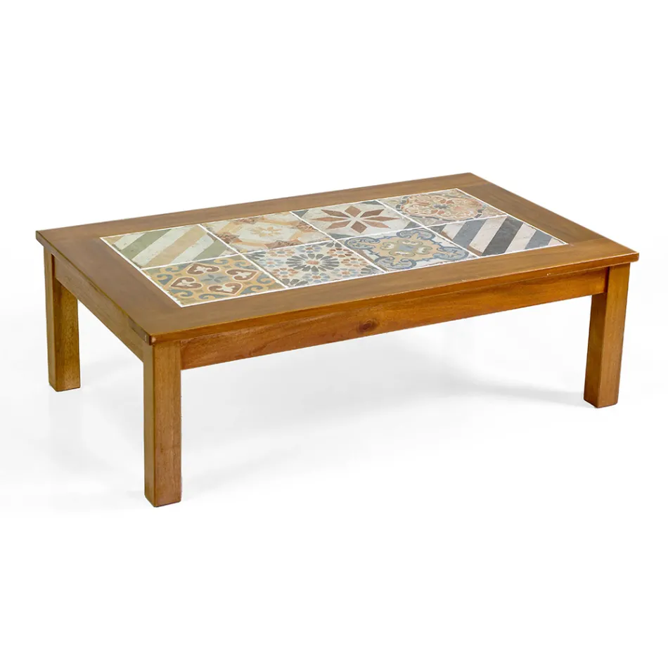 Garden Lounge Set in Oiled Acacia Wood Natural Color - Technical Viadurini