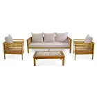 Garden Lounge Set in Oiled Acacia Wood Natural Color - Technical Viadurini