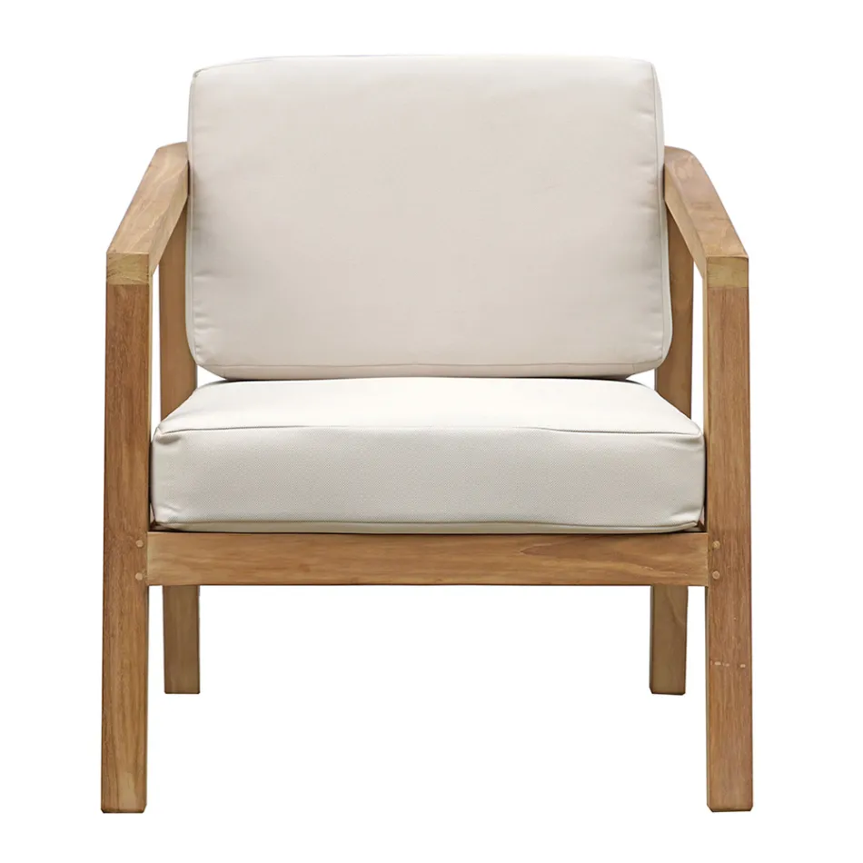 FSC Teak Garden Lounge Set with Ecru Cushions - Caresa Viadurini