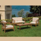 FSC Teak Garden Lounge Set with Ecru Cushions - Caresa Viadurini