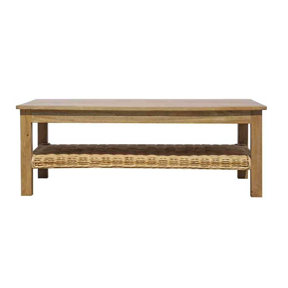 Wooden Garden Lounge Set with Rattan and Removable Cushions - Silvara Viadurini