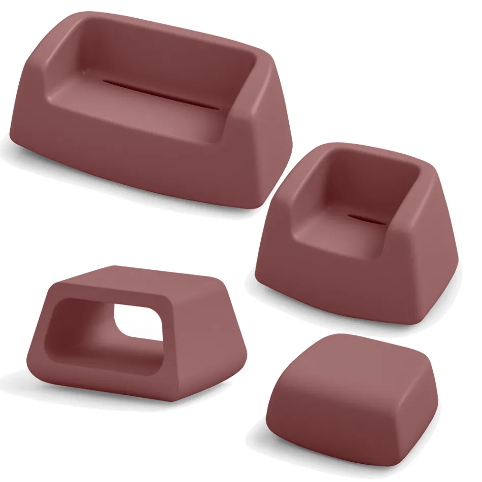 Garden Lounge in Colored Polyethylene Made in Italy 4 Pieces - Pennini Viadurini