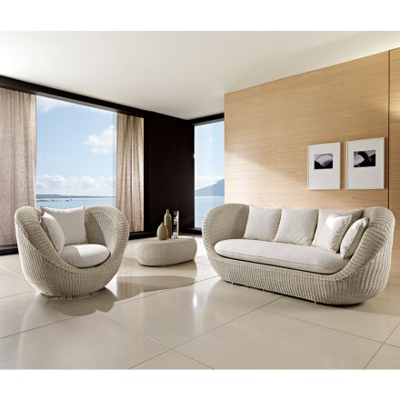 Garden lounge set in hand-woven polyrattan - Eder Viadurini