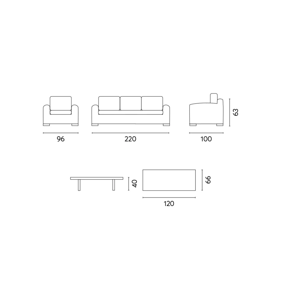 Rattan Garden Lounge with Wooden Coffee Table and Cushions - Hugues Viadurini