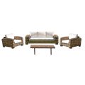 Rattan Garden Lounge with Wooden Coffee Table and Cushions - Hugues