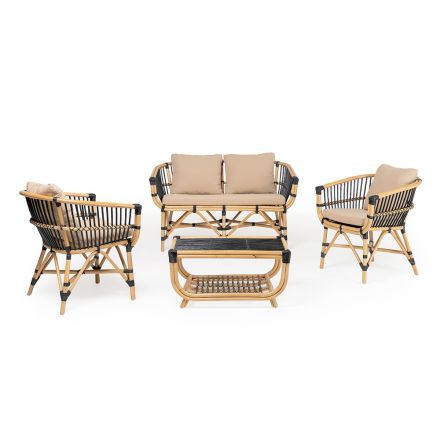 Garden lounge set in natural rattan with cushions included - Catelyn Viadurini