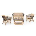 Garden lounge set in natural rattan with cushions included - Catelyn