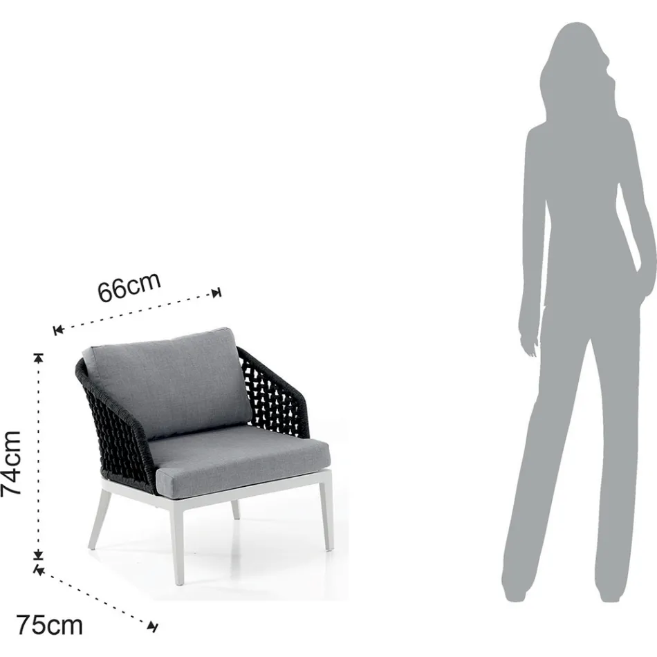 Indoor and outdoor living room with 2 armchairs, 1 sofa and 1 coffee table - Sortir Viadurini