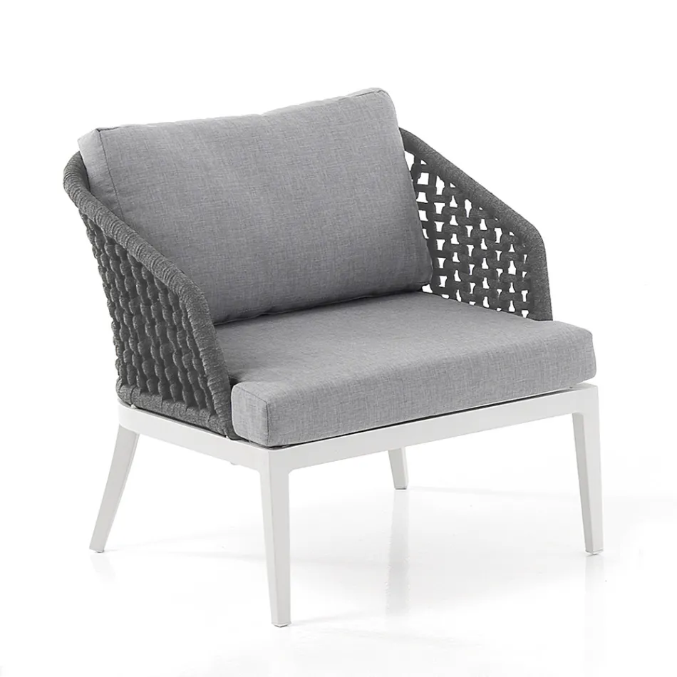 Indoor and outdoor living room with 2 armchairs, 1 sofa and 1 coffee table - Sortir Viadurini