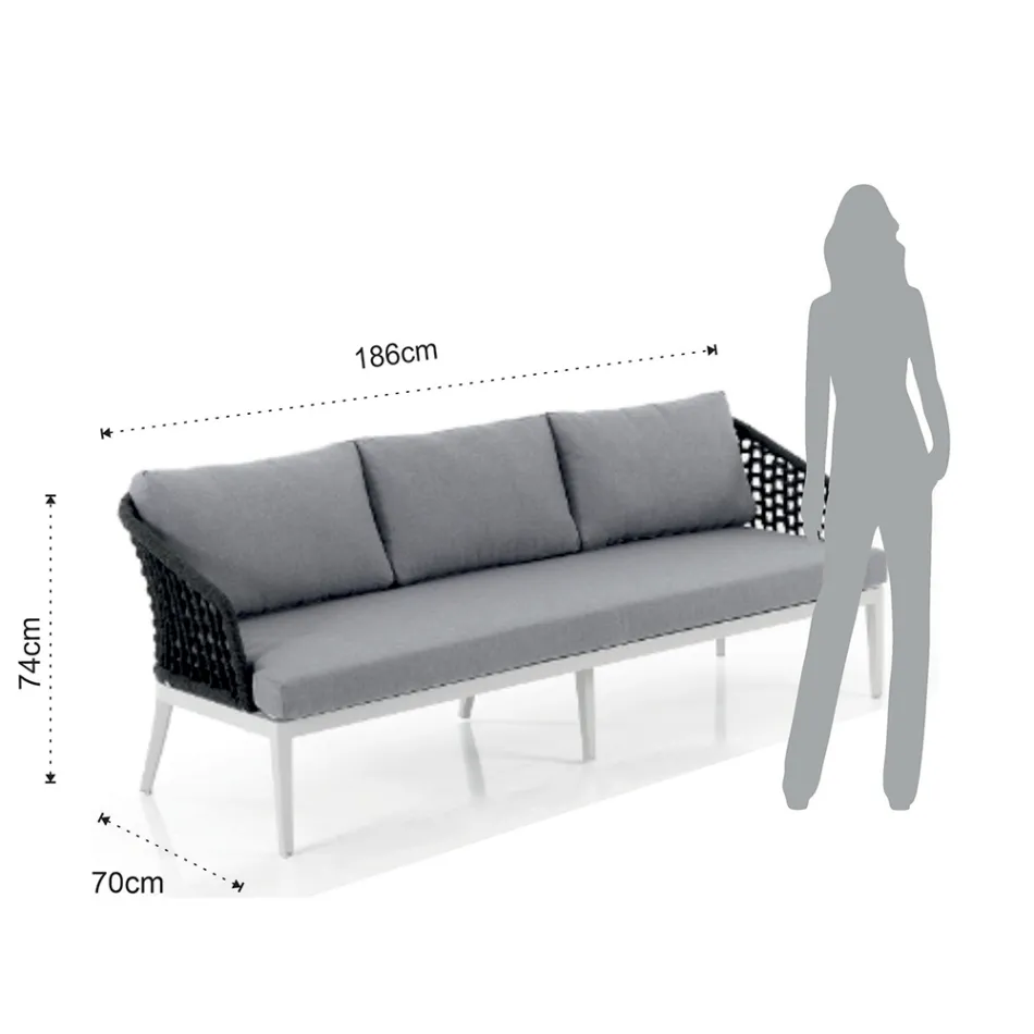 Indoor and outdoor living room with 2 armchairs, 1 sofa and 1 coffee table - Sortir Viadurini