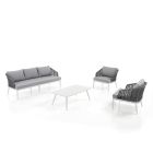 Indoor and outdoor living room with 2 armchairs, 1 sofa and 1 coffee table - Sortir Viadurini
