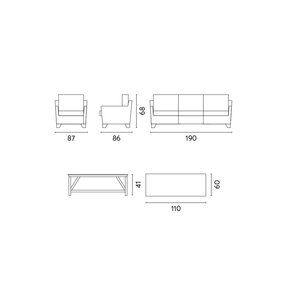 Outdoor Lounge with Mango Wood Coffee Table and Polycotton Cushions - Orlanda Viadurini