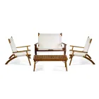 Living Room in Oiled Acacia Wood Natural Color and Fabric - Bottega Viadurini