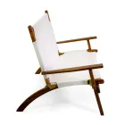 Living Room in Oiled Acacia Wood Natural Color and Fabric - Bottega Viadurini