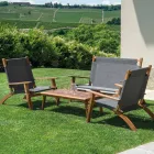 Living Room in Oiled Acacia Wood Natural Color and Fabric - Bottega Viadurini