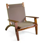 Living Room in Oiled Acacia Wood Natural Color and Fabric - Bottega Viadurini