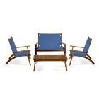 Living Room in Oiled Acacia Wood Natural Color and Fabric - Bottega Viadurini