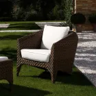 Polyrattan Living Room Brand REHAU in Different Finishes and White Cushions - Madness Viadurini