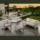 Polyrattan Living Room Brand REHAU in Different Finishes and White Cushions - Madness Viadurini