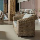 Outdoor lounge in natural Kubù fiber with cushions - Isildur Viadurini