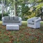 Outdoor lounge in natural Kubù fiber with cushions - Isildur Viadurini