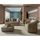 Outdoor lounge in natural Kubù fiber with cushions - Isildur Viadurini