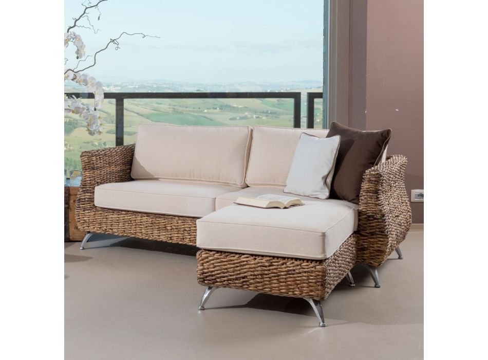 Outdoor Living Room in Banana Weaving with Cushions - Legolas Viadurini