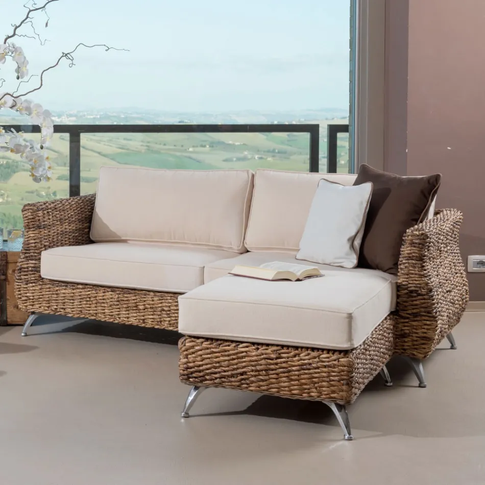 Outdoor Living Room in Banana Weaving with Cushions - Legolas Viadurini