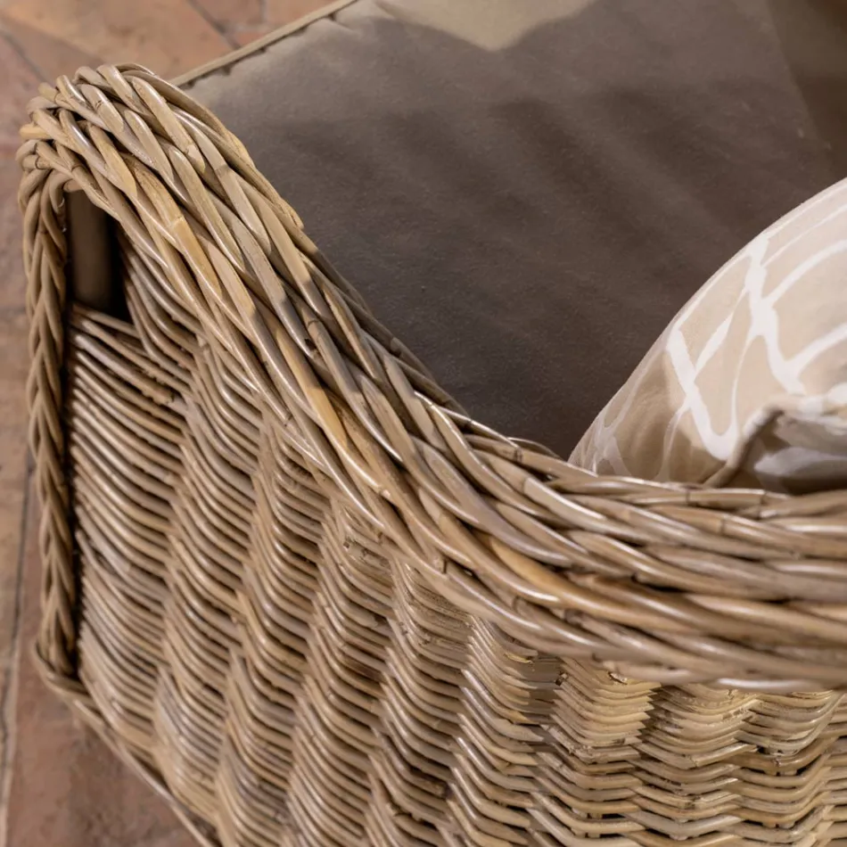 Outdoor Lounge in Gray Kubù with Seat Cushions - Nazgul Viadurini