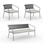 Garden lounge with armchairs and metal sofa Made in Italy - Prato Viadurini