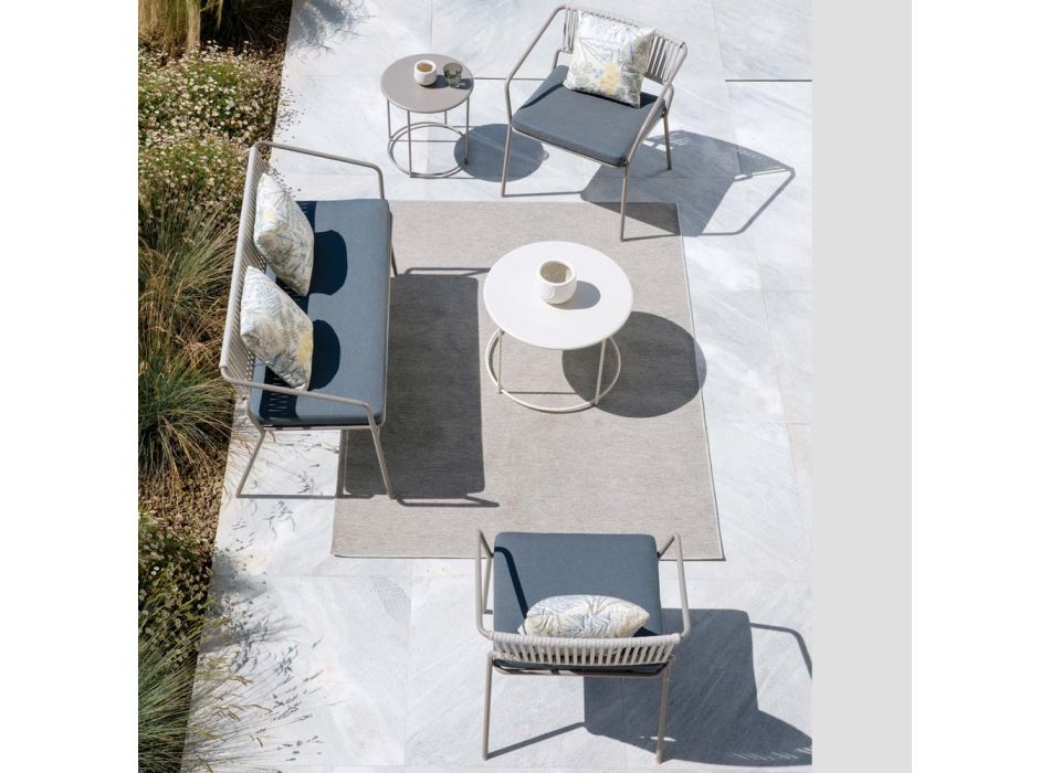 Garden lounge with armchairs and metal sofa Made in Italy - Prato Viadurini