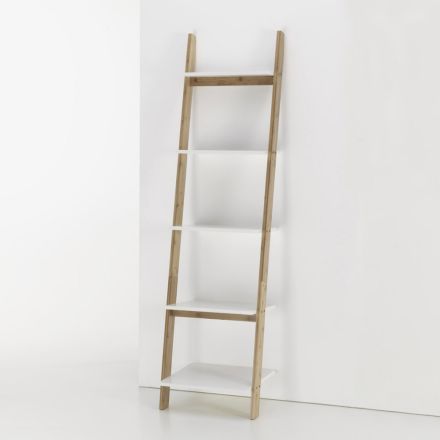 Shelf of Five Inclined Shelves in Bamboo and Mdf - Crate Viadurini
