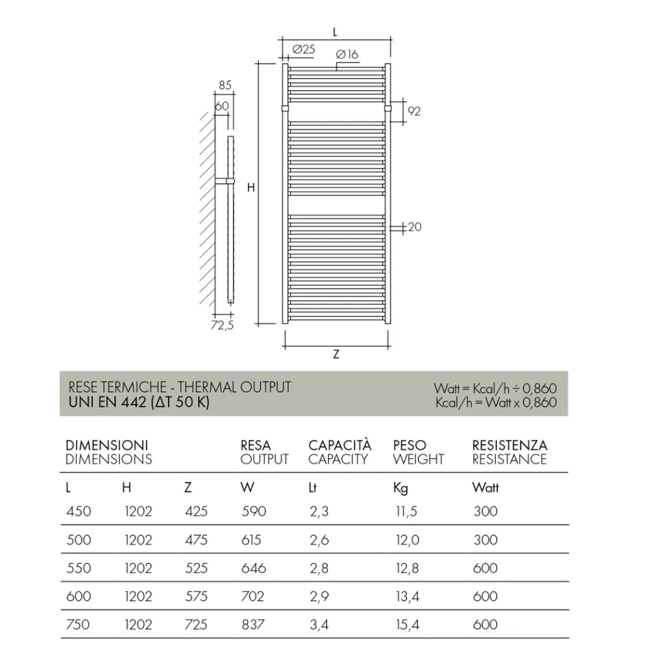 Classic Design Hydraulic Towel Warmer in Steel Made in Italy - Rome Viadurini