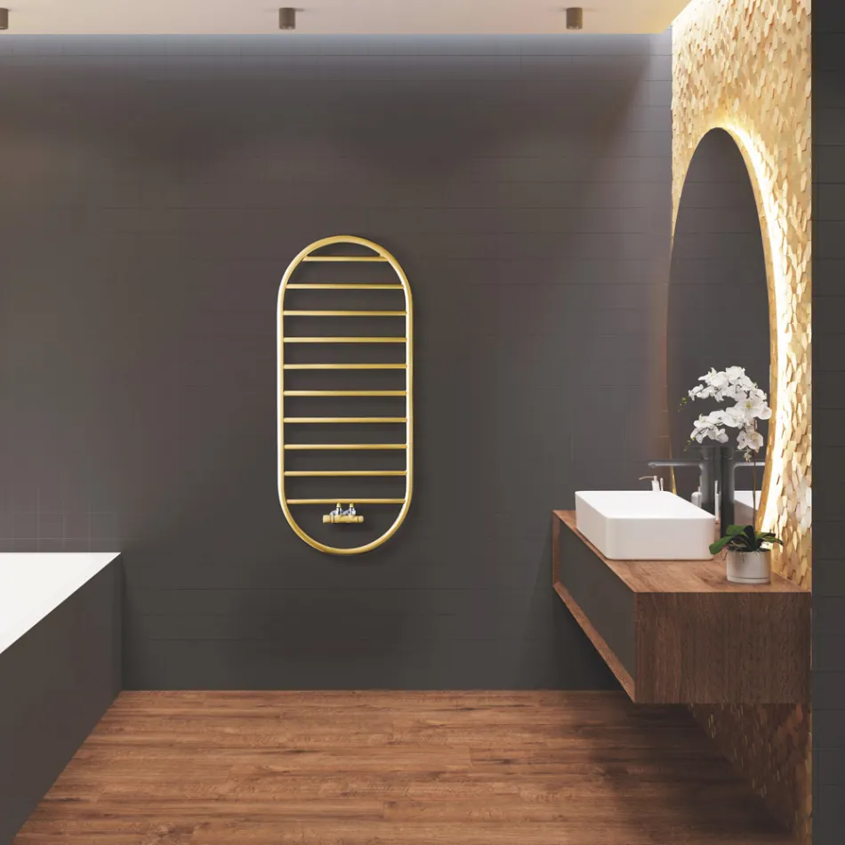 “Tutto Tondo Slim” Design Towel Warmer in Steel Made in Italy - Smooth Viadurini