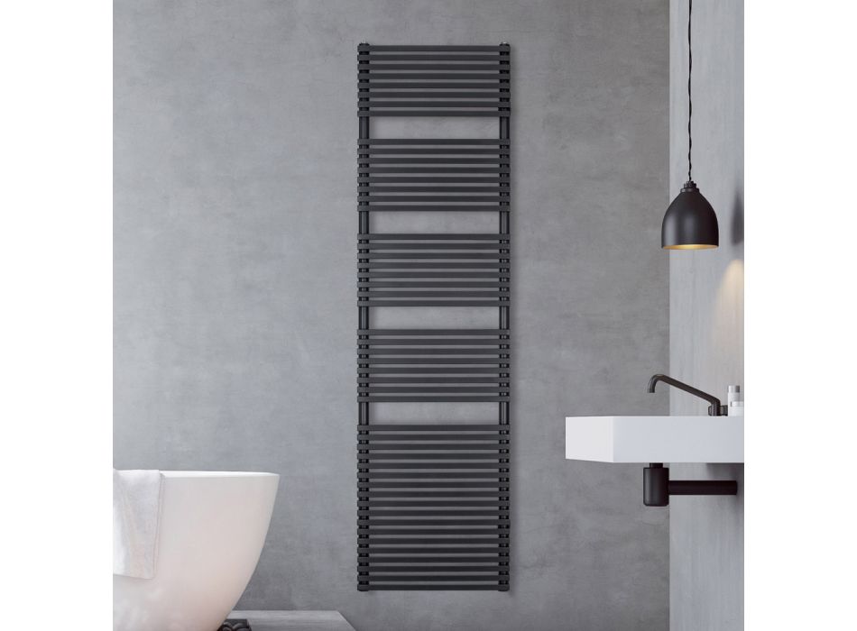Electric Towel Warmer in Steel with Jet Black Finish Made in Italy - Brownies Viadurini