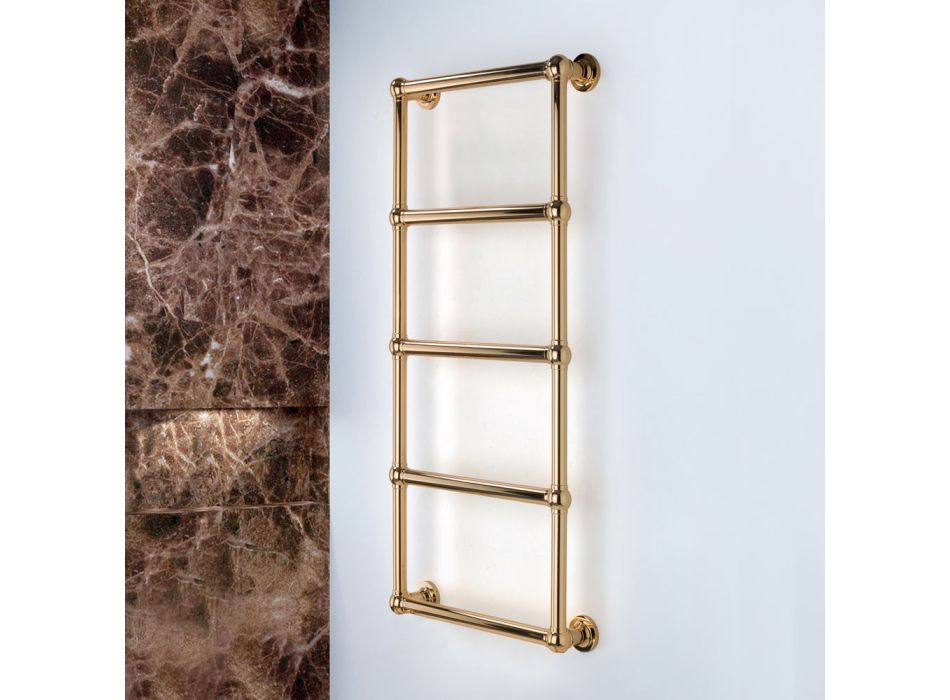 Electric Towel Warmer in Brass with Connection Spheres Made in Italy - Ricotta Viadurini