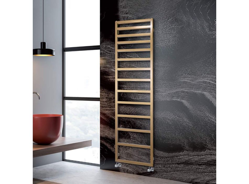 Hydraulic Towel Warmer with Simple Lines in Steel Made in Italy - Pistachio Viadurini