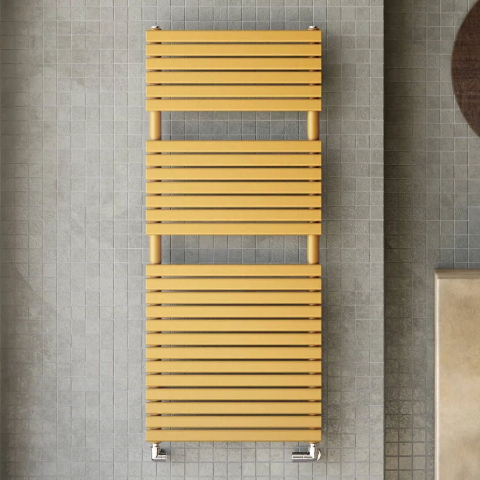 Hydraulic Towel Warmer in Carbon Steel Ochre Made in Italy - Tepore Viadurini