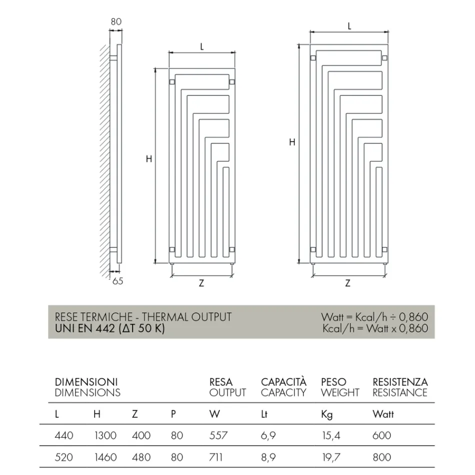 Hydraulic Steel Towel Warmer with Modern Design Made in Italy - Potentia Viadurini