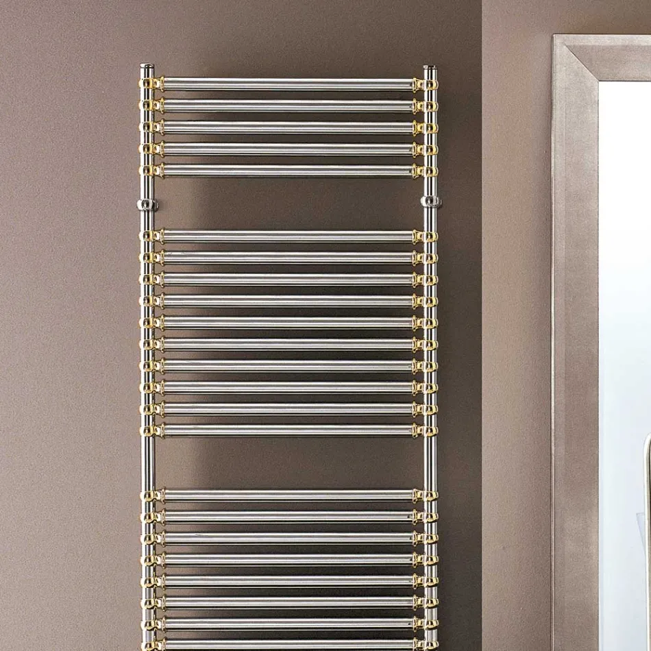 Hydraulic Towel Warmer in Steel Chrome and Gold Finish Made in Italy - Laura Viadurini