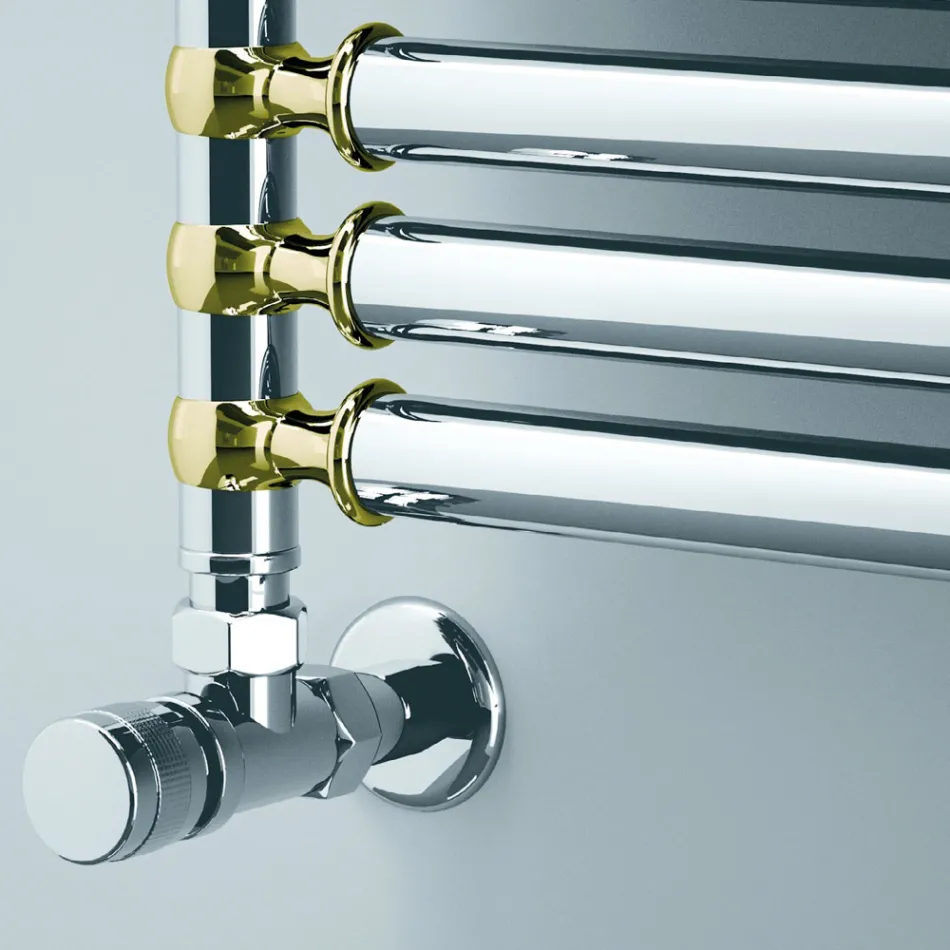 Hydraulic Towel Warmer in Steel Chrome and Gold Finish Made in Italy - Laura Viadurini